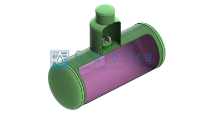 Химстойкая емкость Gidrolica Tank Chemical (Танк Кемикал)/горизонтальный вариант/900х9750мм