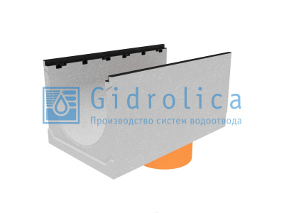 Лоток водоотводный бетонный коробчатый (СО-500мм), с чугунной насадкой, с водосливом КUв 100.60,3 (50).50(41) - BGZ-S, № 10-0